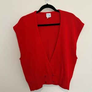 BedFord Fair Vintage V-Neck Oversized Red Sweater Vest
